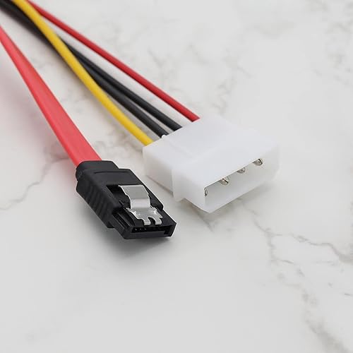 Miniatura 6 de eMagTech Cable de alimentación de datos SATA 2 en 1, 22 pines (7+15) SATA macho a hembra de datos y alimentación Combo de cable de extensión