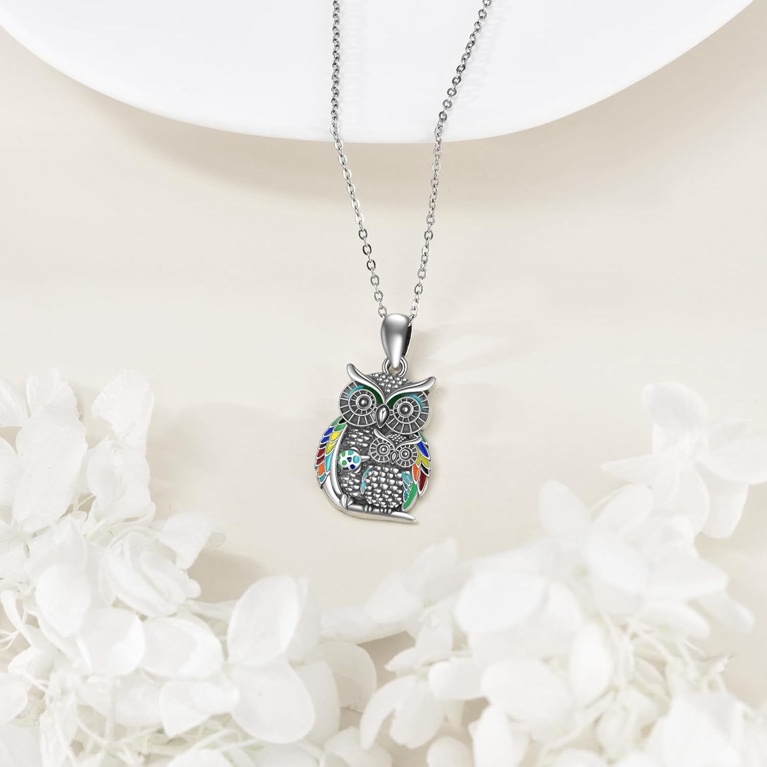 Owl Necklace 925 Sterling Silver Mother Daughter Owl Lover Bird Pendant Necklace Mother's Day Gifts for Women Grandmother Daughter Mom - Image 3