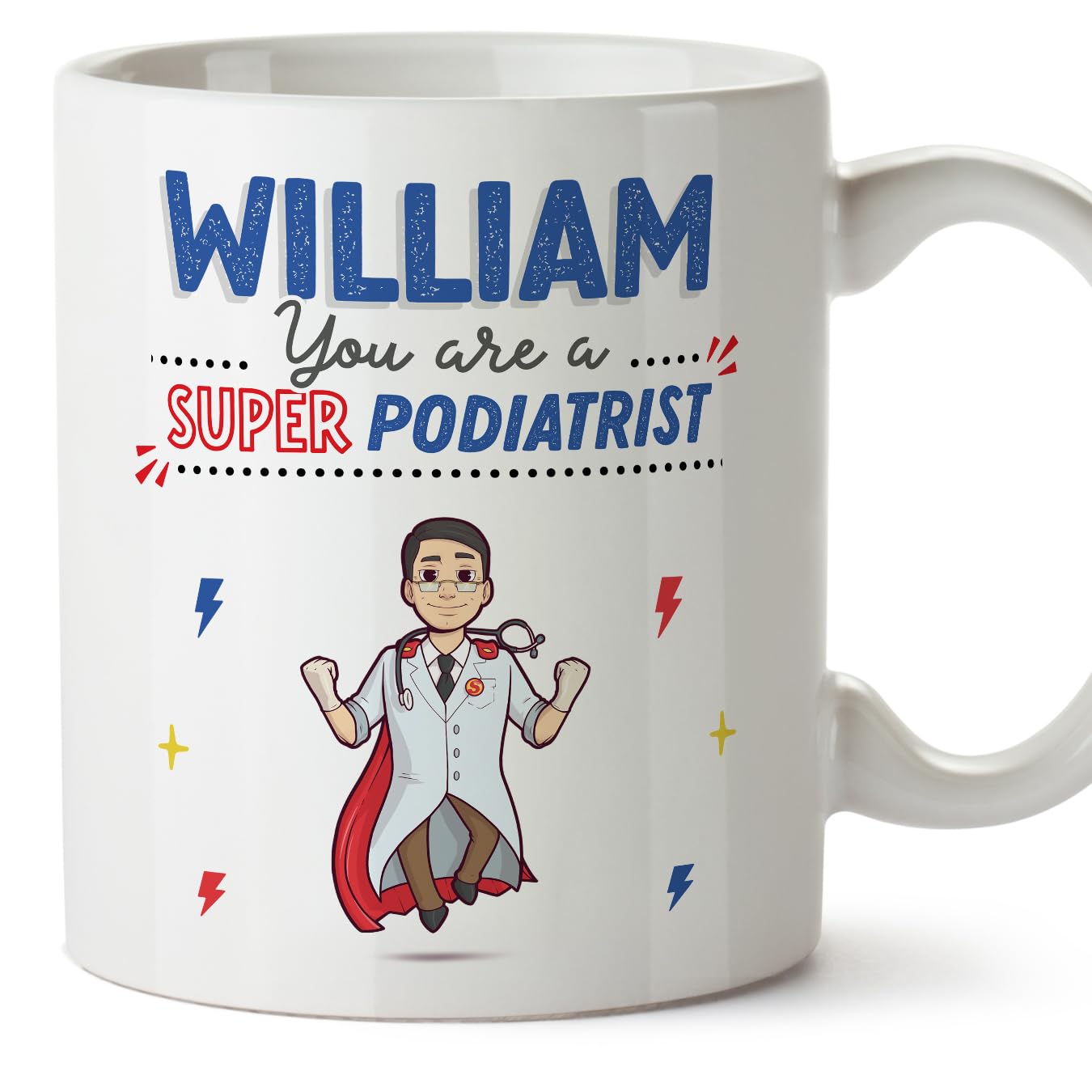 MUGFFINS Personalised Mug for Podiatrist Man - in English - You are Super! - Funny Custom Gift for Colleagues - Ceramic 11oz Mug
