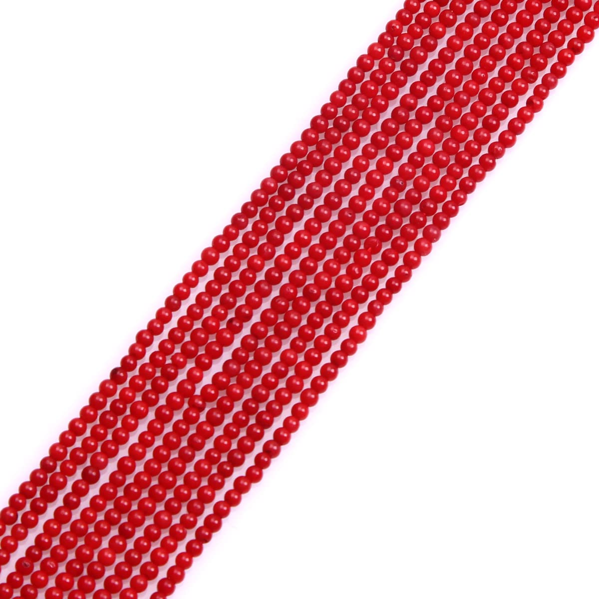 Gem-Inside 2mm Red Coral Round Gemstone Stone Beads for Jewellery Making 15'' Dyed Natural Coral 190-200pcs per Strand AB+