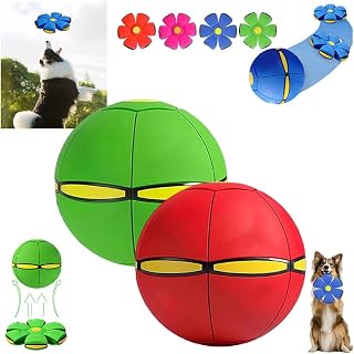 Transforming Saucer-Ball Toy, Doggy Discs Magic Ball, The Doggys Disc Balls for Large Dog, Magic Bouncing Dogs Balls, Lettuce Pets Doggy Disc Toy,for Large Medium Small Dogs(F,Six Lights)