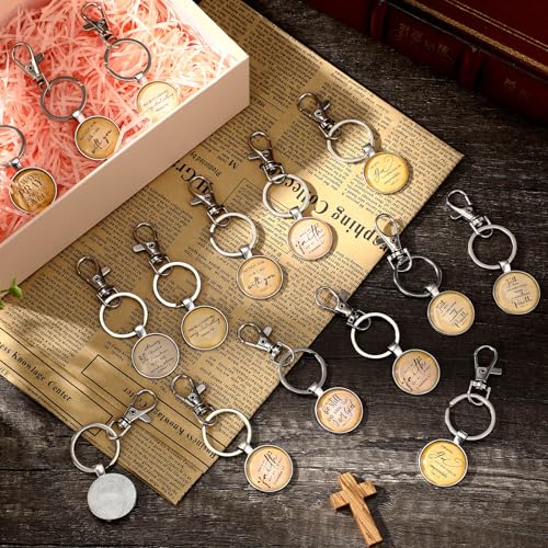 Image of Fumete Christian Keychain Bulk Bible Verse Religious Key Chains Scripture Quote Positive Gift for Women Men Church Pastor