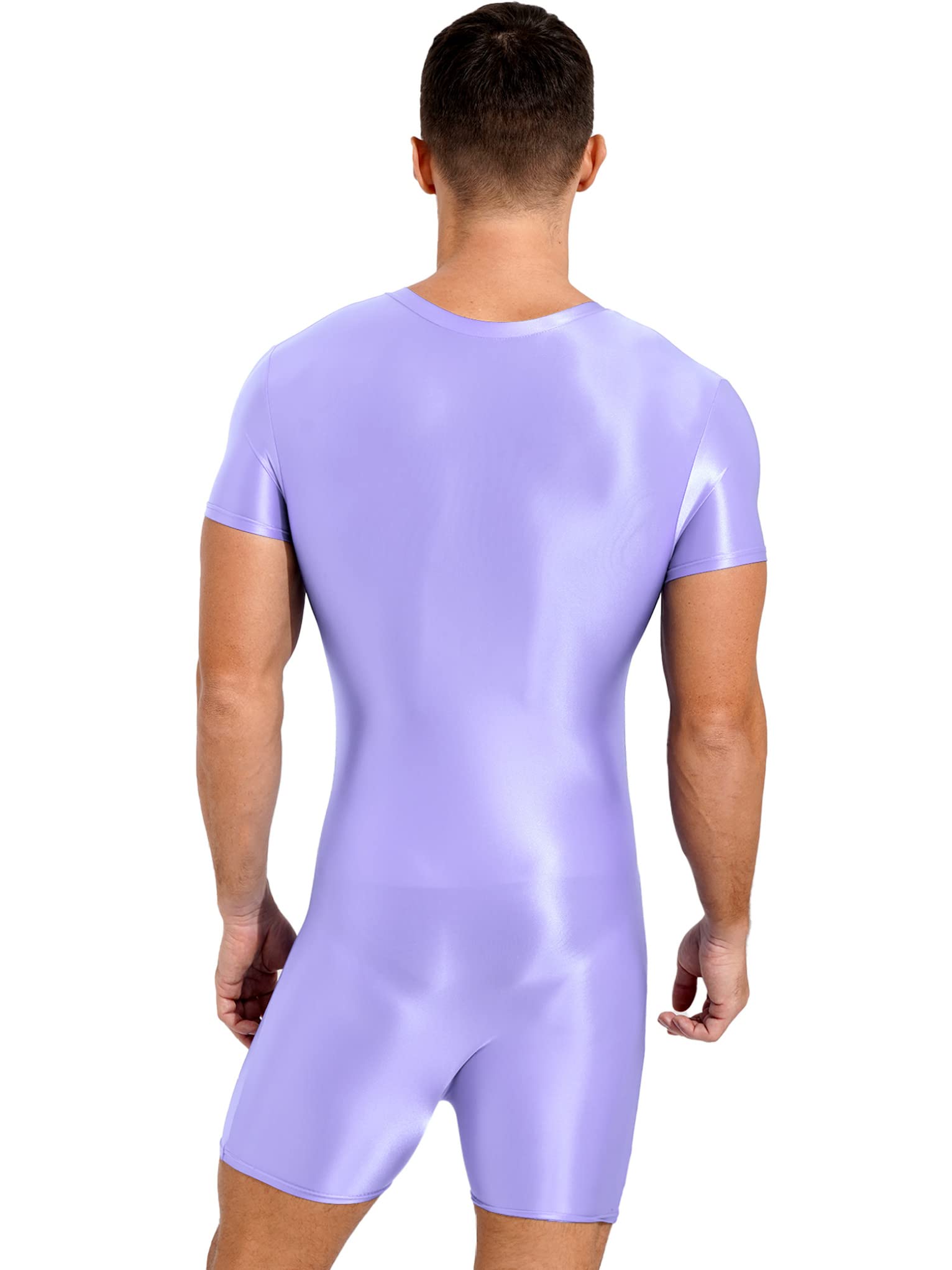 Mufeng Herren Badeanzug Ganzkörper Trainingsanzug Glänzender Surfanzug Strand Pool Mit Reißverschluss Meer Badebekleidung Sportkleidung Gymnastik Kurzärmel