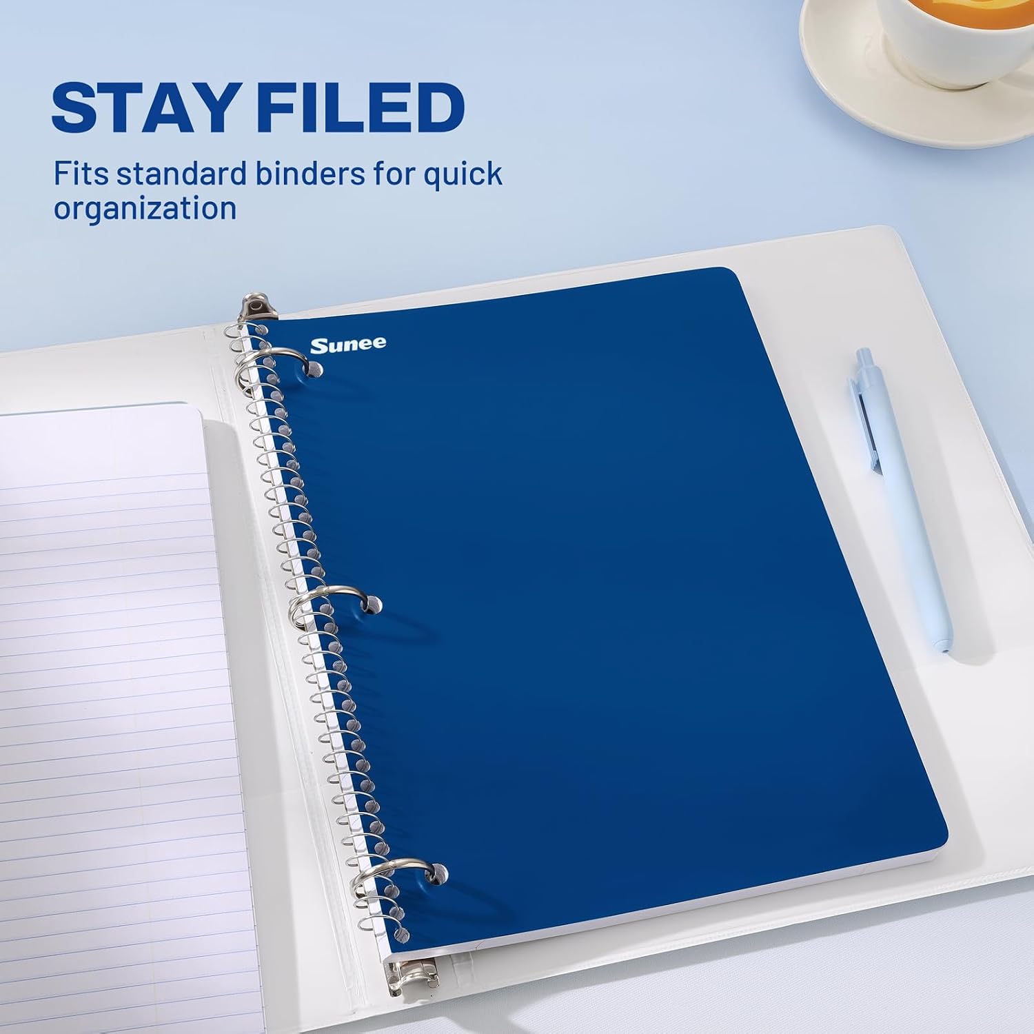  Spiral Notebooks, 1-Subject, 5 Pack, Wide Ruled Paper, 8" x 10-1/2", 70 Sheets per Notebook, 3-Hole Punched Paper, Spiral Lined Notebooks for School, Work, Classic Colors thumbnail