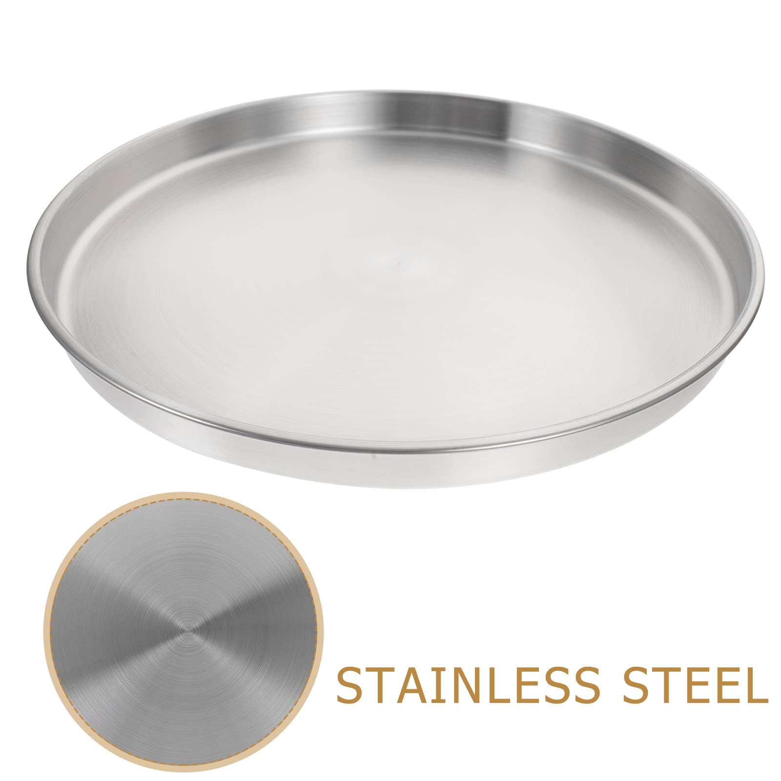 LOGOFUN Edelstahl-Tablett, rund, Serviertablett, groß, flach, Aufbewahrungsplatte (Silber, 30 cm), 2 Stück