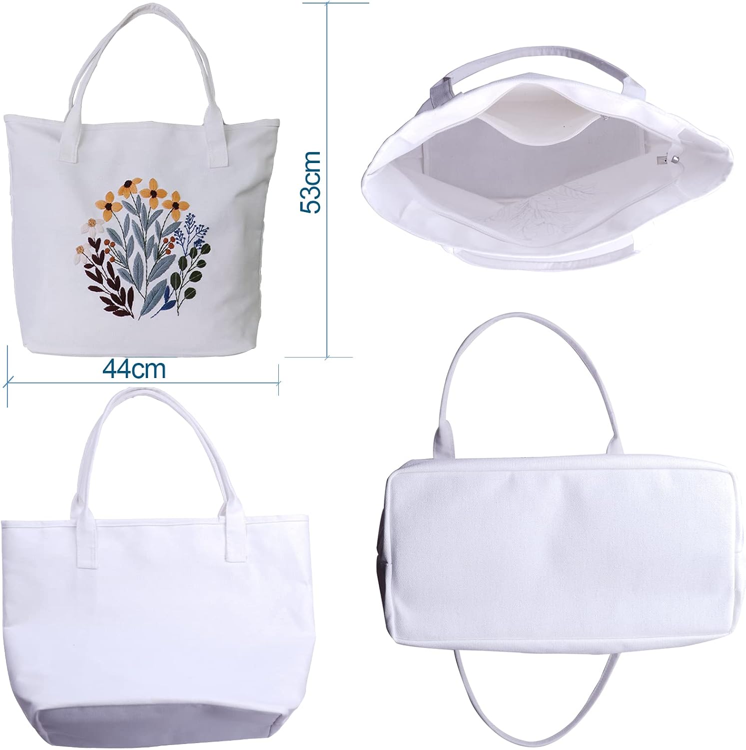 Embroidery Kit Canvas Tote Bag with Patterns for Beginners, Personalized Canvas Bag Kits, Bamboo Embroidery Hoop, English Instruction for DIY Crafts with Tools image 4