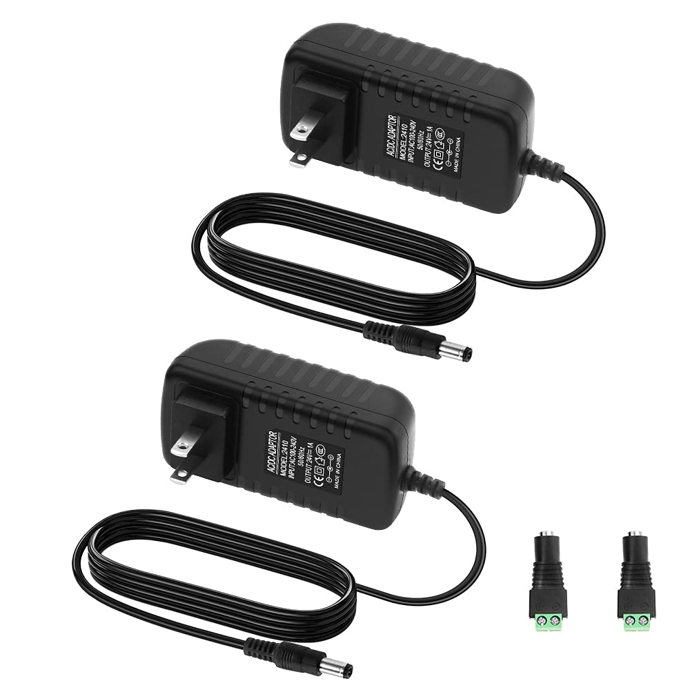 Aclorol 24V 1A Power Supply Adapter 24W AC 100V-240V to DC 24volt Power Converter Wall Charger Transformer 1000mA 800mA 600mA 400mA 5.5X2.1mm/2.5mm