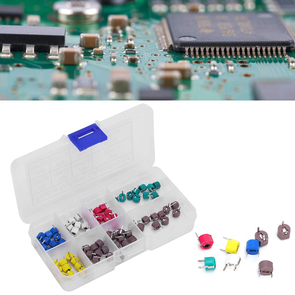 Trimmer Capacitor, 80Pcs 6mm Variable Capacitance Capacitors 5 10 20 30 40 60 70 120P Electronic Capacitor Kit