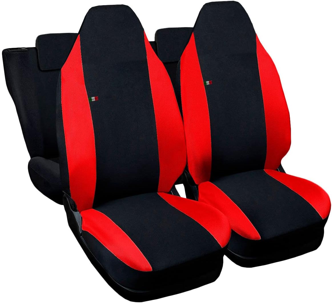 Compatible Seat Covers Rear Split 50/50 and Integrated Front Headrest, Car Seat Covers In Various Colours (Black - Red)