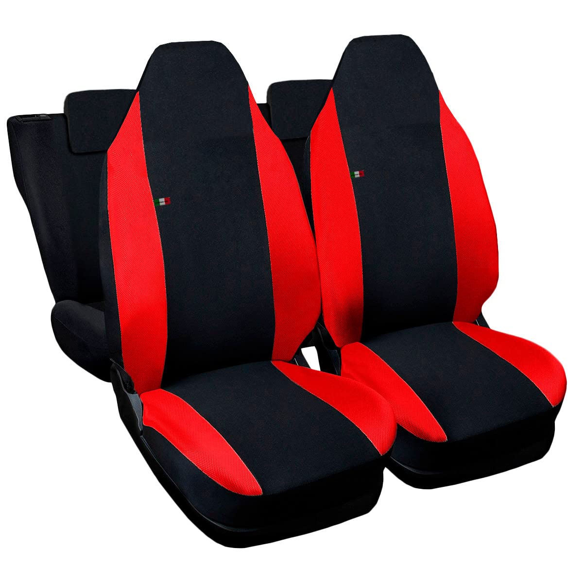 Compatible Seat Covers Rear Split 50/50 and Integrated Front Headrest, Car Seat Covers In Various Colours (Black - Red)