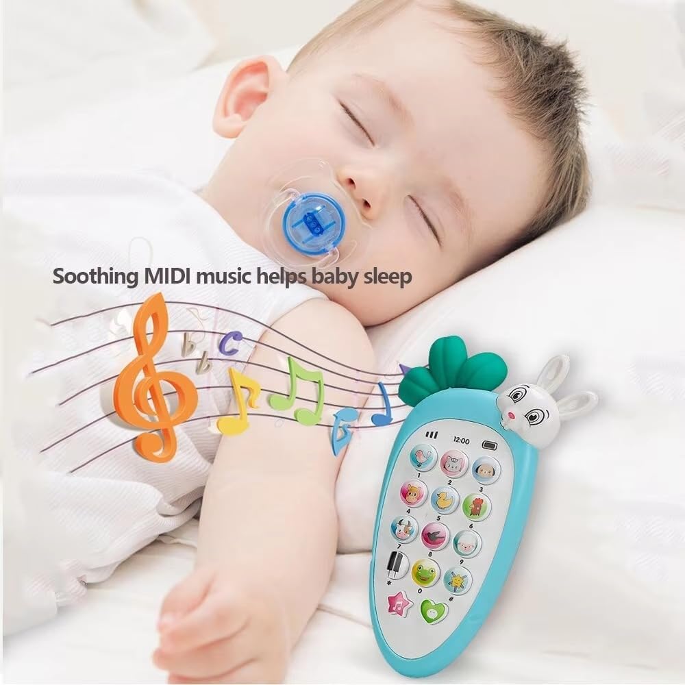 Kidoyz Rabbit Phone Toy for Kids | Cute Radish Style Pretend Play Mobile with Music, Ringtones & Flashing Lights | Learning Toy for Toddlers 1 2 3 Years | Return Gift for Boys & Girls 2