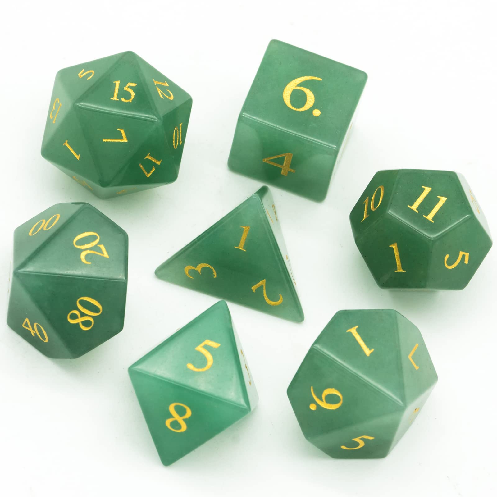 UDIXI Stone DND Dice Green Aventurine Gemstone Dice Set for Tabletop Games