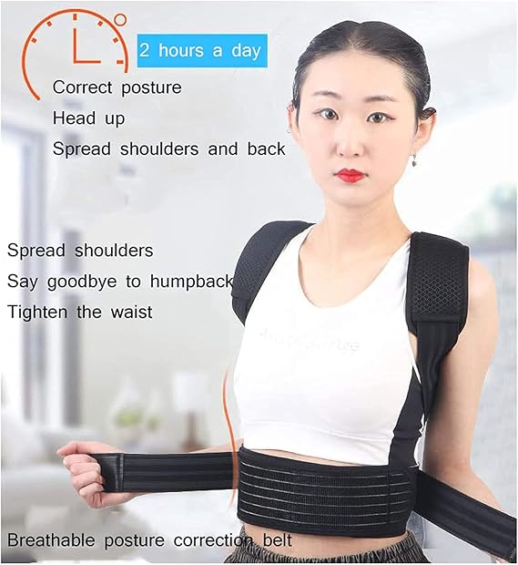 Posture Corrector Back Pain Posture Corrector Back Hump Correction Belt Adjustable Back Straightener Providing Pain Relief from Neck Back Shoulder Back Posture,Black-Large,Black-Large