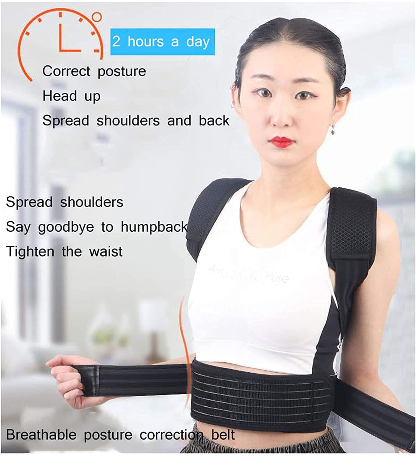 Ból pleców Korektor Postury Powrót Hump Korekta Pas Regulowany Prostownica Wstąpienia Zapewniająca ulga bólu z Neck Back Shoulder(Black,S)