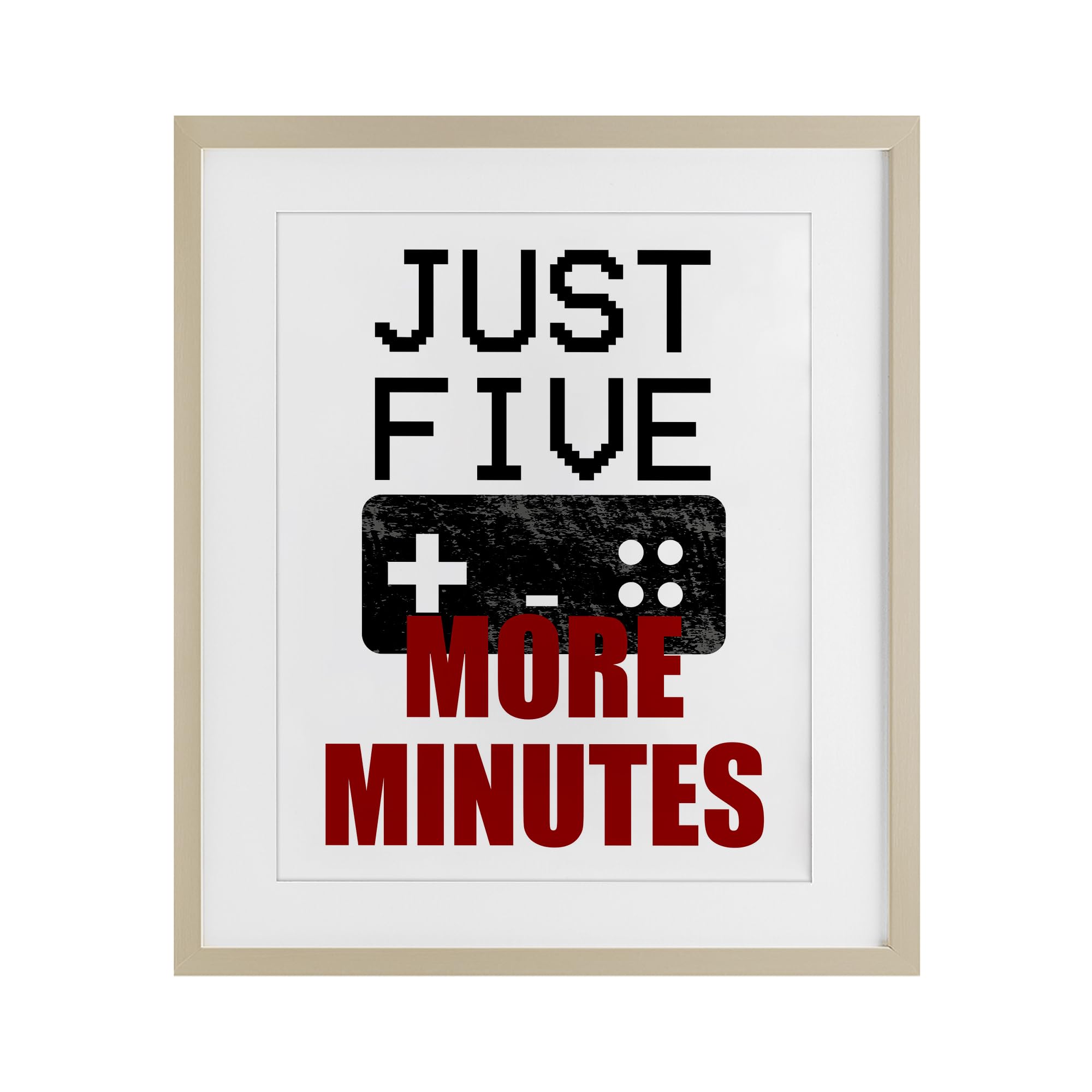 Affiche Five More Minutes Gamer Stupell Industries cadre blanc 53x43 cm