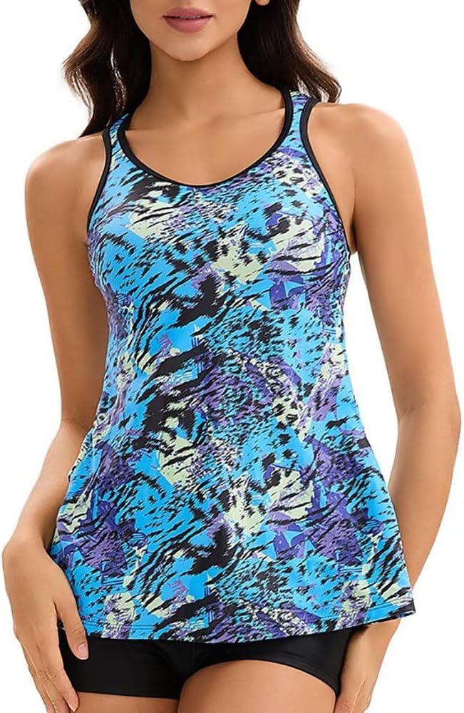 Women's Sleeveless Rash Guard Printed Surfing Two Piece Swimsuit Bathing Suit,Bathing Suits for Women