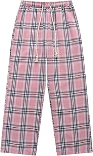 2025 - Pantalones vintage coloridos con cordón y pierna ancha para hombres con patrón de cuadros, pantalones de chándal unisex para hombre Corte recto