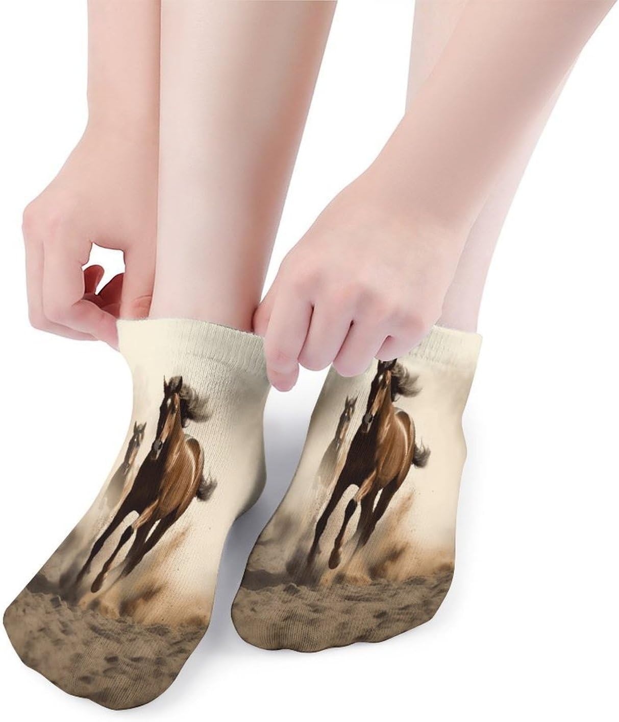 Socks for Men Women 5 Pairs Short Ankle Socks | Animals Horse Running Low Cut Casual Crew Sock Cute Breathable Athletic Socks Non Slip No Show Sock