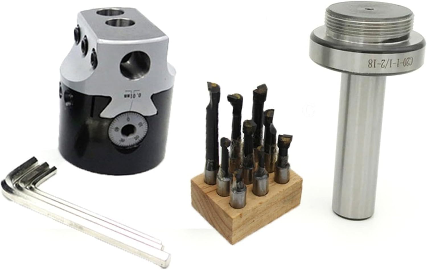 1set 2" 50mm Boring Head 0.01MM+1pcs Holder+9pcs 12mm Bar For Lathe Bored Tool Set(MT2-F1 50MM-9PS)