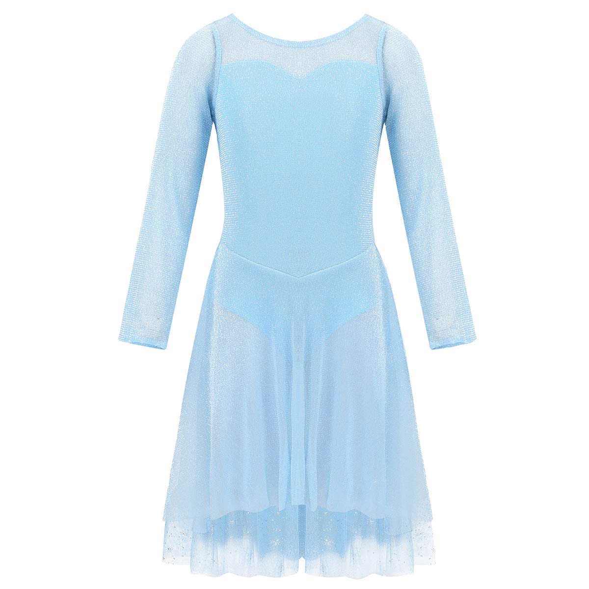 Kids Girls Sparkle Snowflake Ballet Lyrical Dance Dress with Cape Ice Princess Ballerina Dance wear Costume