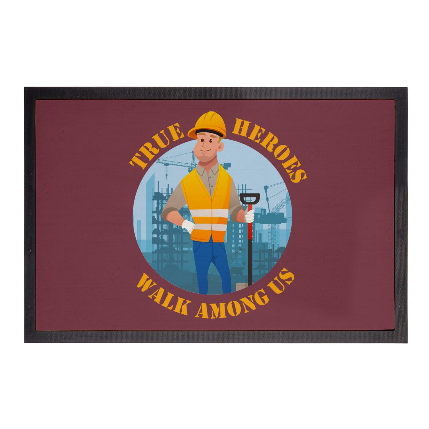 Paillasson Construction Worker True Heroes tapis entrée rouge 60x40cm pour maison