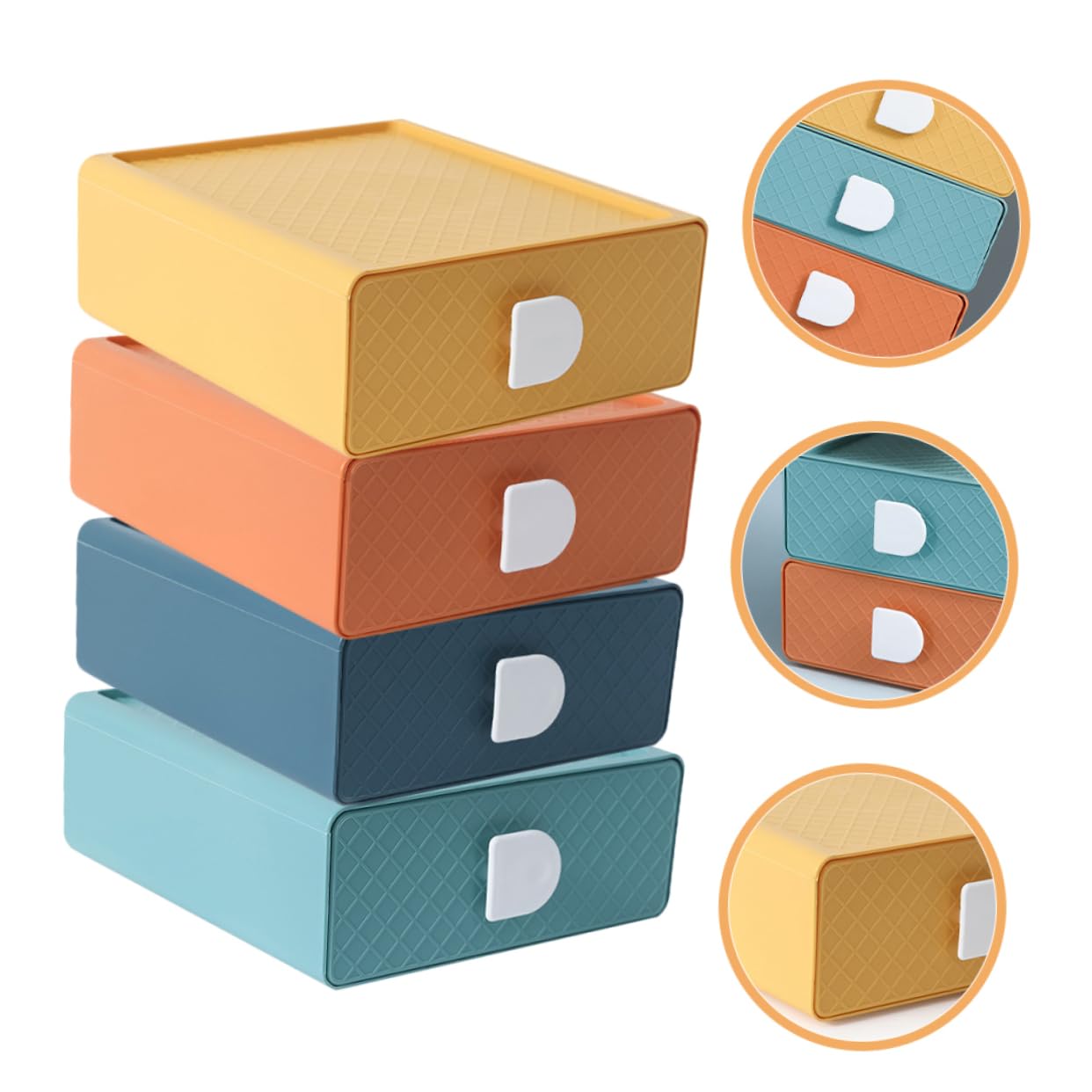 Boîte de Rangement à Tiroirs Empilable PP, Organiseur Table Multi-Niveaux