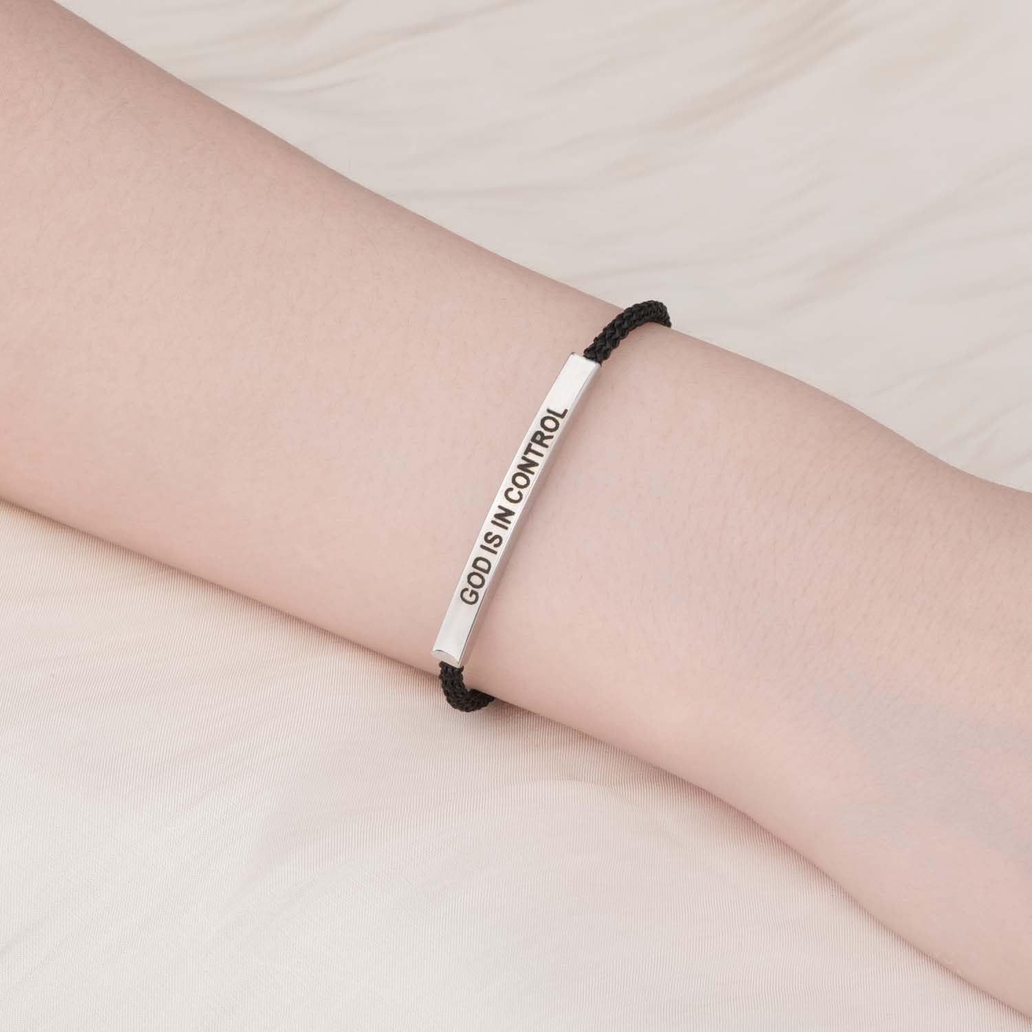 God is in Control Tube Bracelet,Dont Let The Hard Days Win Handmade Braided Adjustable Inspirational Bracelets, Stainless Steel Let Him Comfort Tube Bracelet for Women