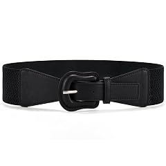 Vintage Stretch Waist Belt - Leather Buckle Dress Belt for Womens Formal Wear