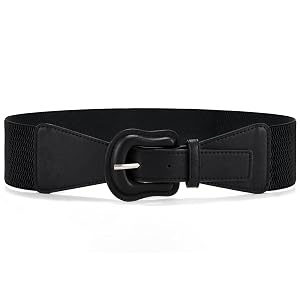 Vintage Stretch Waist Belt - Leather Buckle Dress Belt for Womens Formal Wear