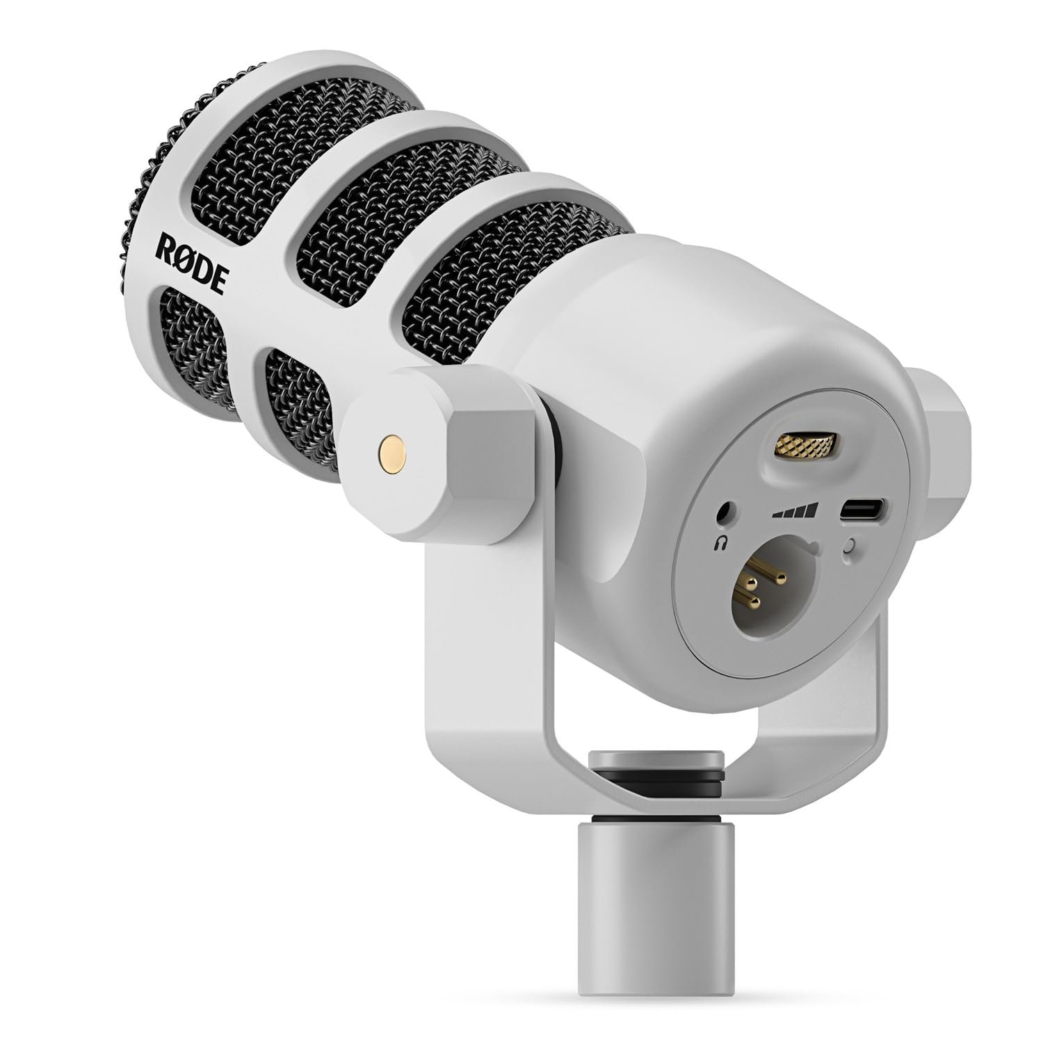 Rode Podmic USB XLR Dynamisches Sprecher-Mikrofon Weiss mit keepdrum MS138WH Gelenkarm-Stativ Weiss