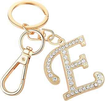 AlphaAcc Keychain for Women Purse Charms for Handbags Crystal Alphabet Initial Letter Pendant with Key Ring