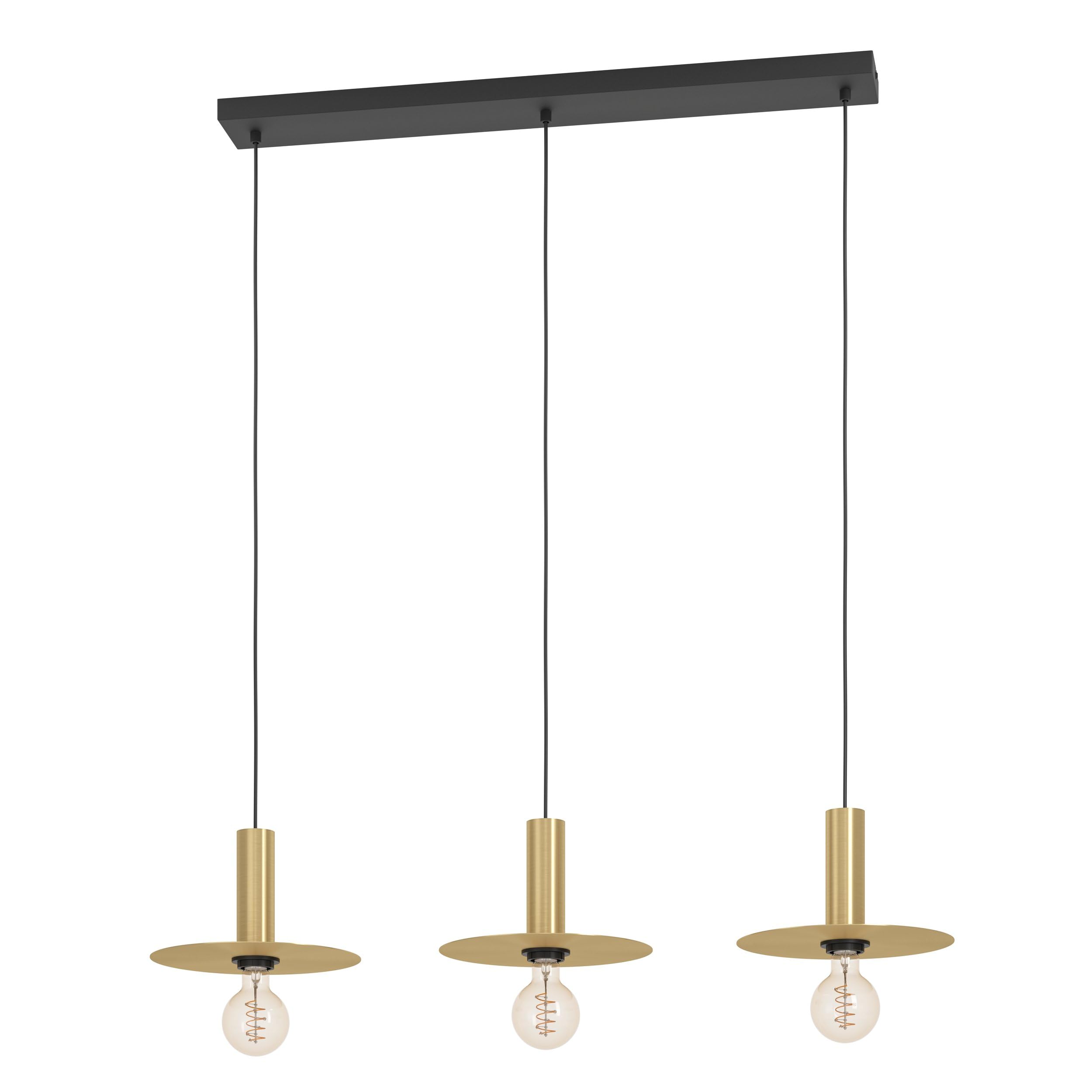 Eglo Pendant Lighting Escandell, 3 lamp Ceiling Light Fitting for Dining Room, Hanging lamp Made of Metal in Black and Brushed Brass, E27 Socket, 37" โ image 1