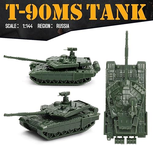 Miniatura 4 de ViiKONDO Kit de modelo de tanque de juguete, vehículo militar, escala 1144, tanque de batalla principal T-90MS ruso contra T0S-1A, sistema
