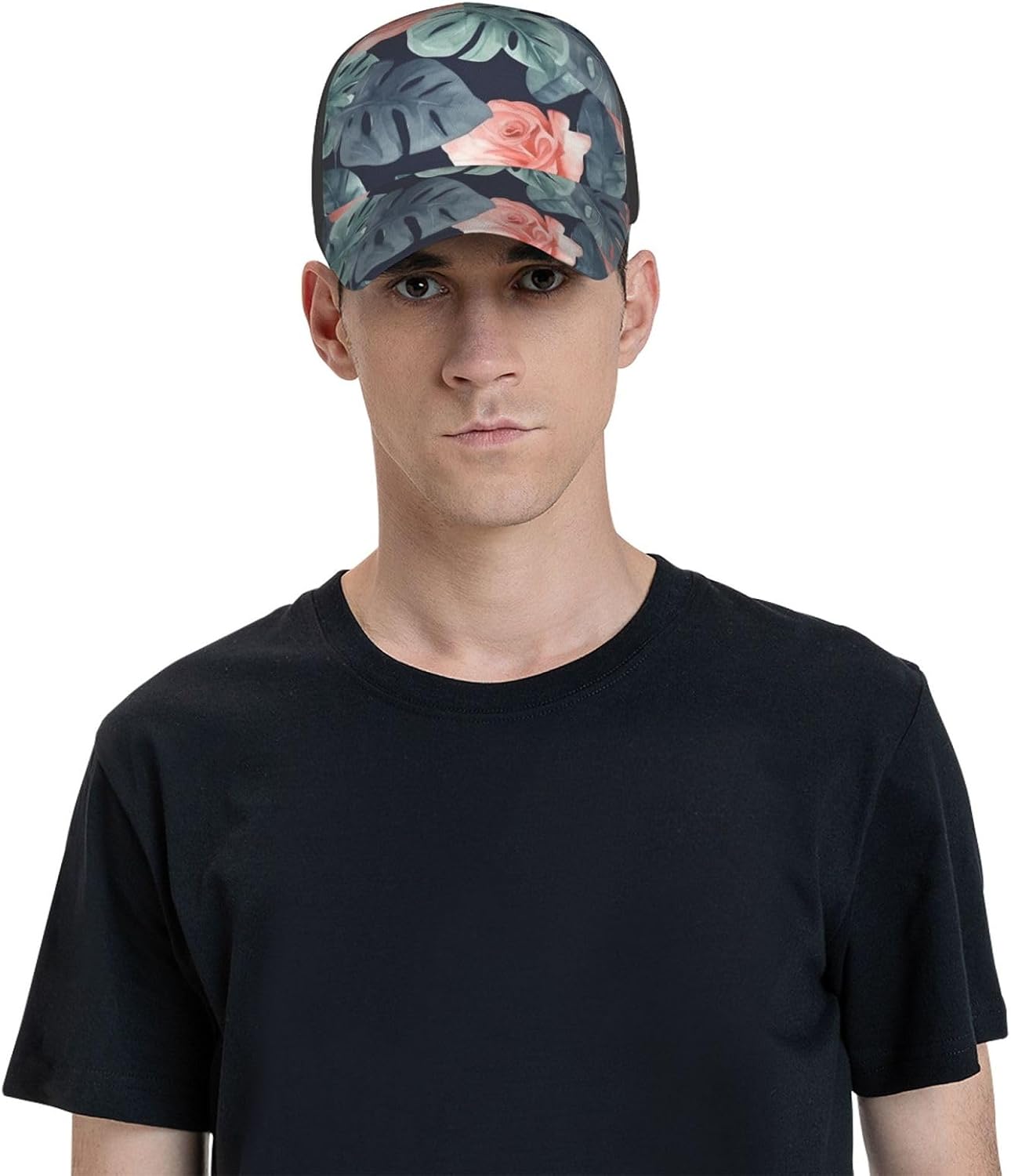Watercolor Monstera Pattern Baseball Caps for Women Men Golf Dad Hat Adjustable Sun Hat Fashion Sports Caps Black