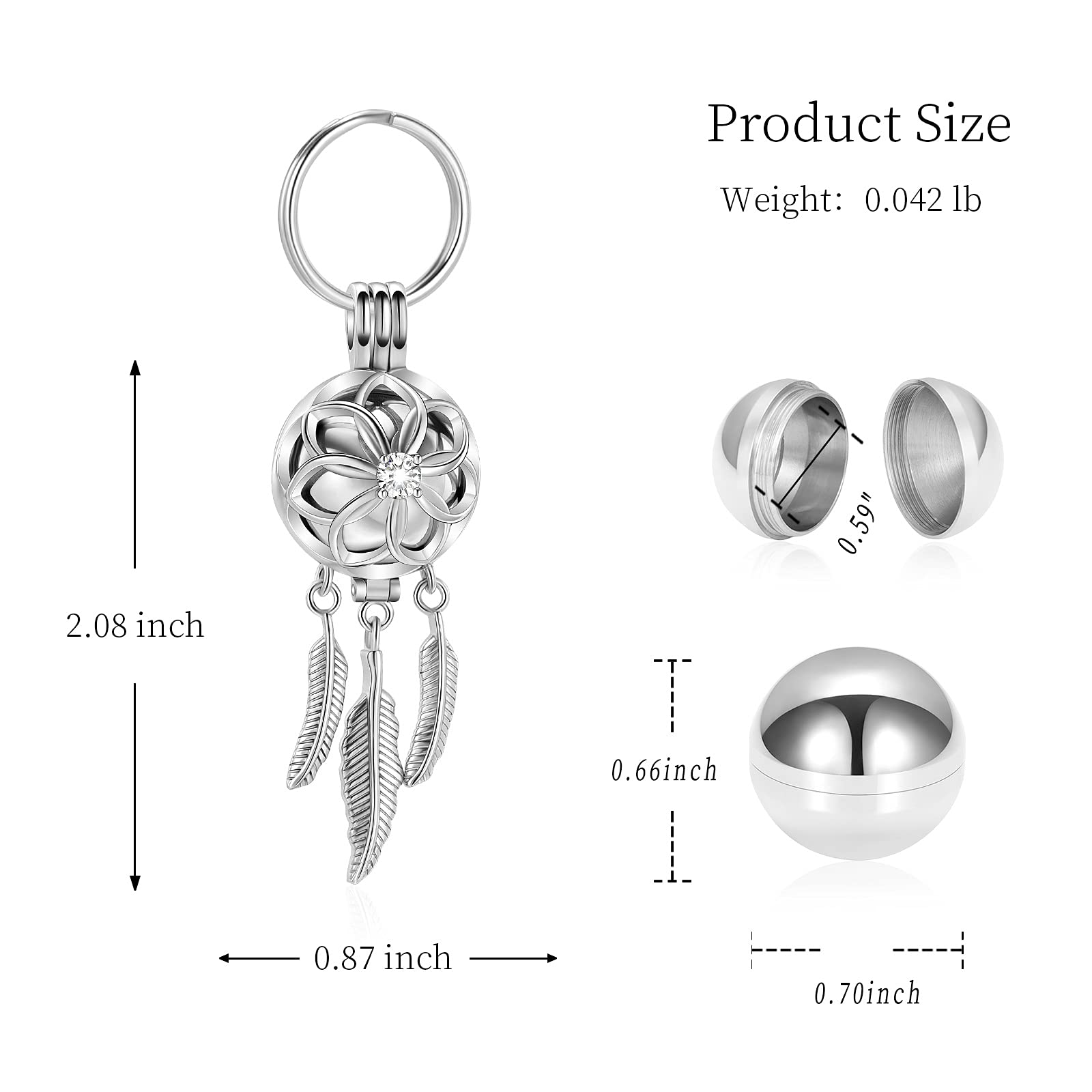 Llavero de urna de atrapasueños para cenizas de acero inoxidable, colgante de joyería de cremación