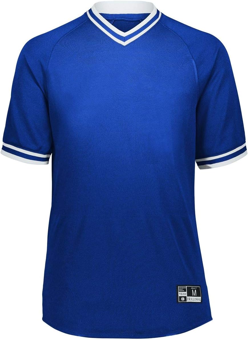 Holloway Sportswear Boys Retro V-Neck Baseball Jersey L Royal/White