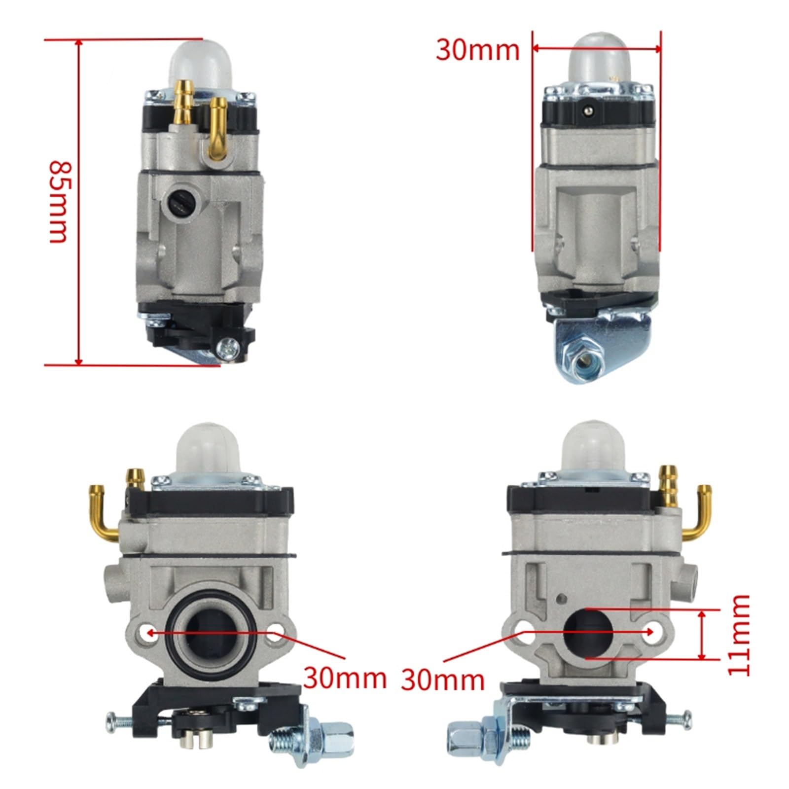 Carburador De 11mm 2 Tiempos Bicicletas Bolsillo para 22cc 26cc 33cc 34cc Motosierra Cortacésped Desbrozadora
