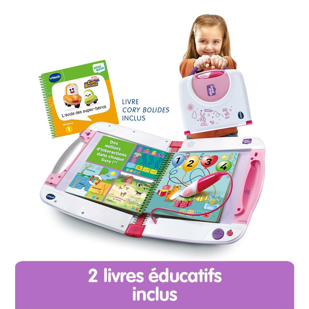 VTech MagiBook Starter Pack Rose, Lecteur Interactif de Livres Éducatifs, Système d'apprentissage Tactile, Cadeau Enfant 2-8 Ans