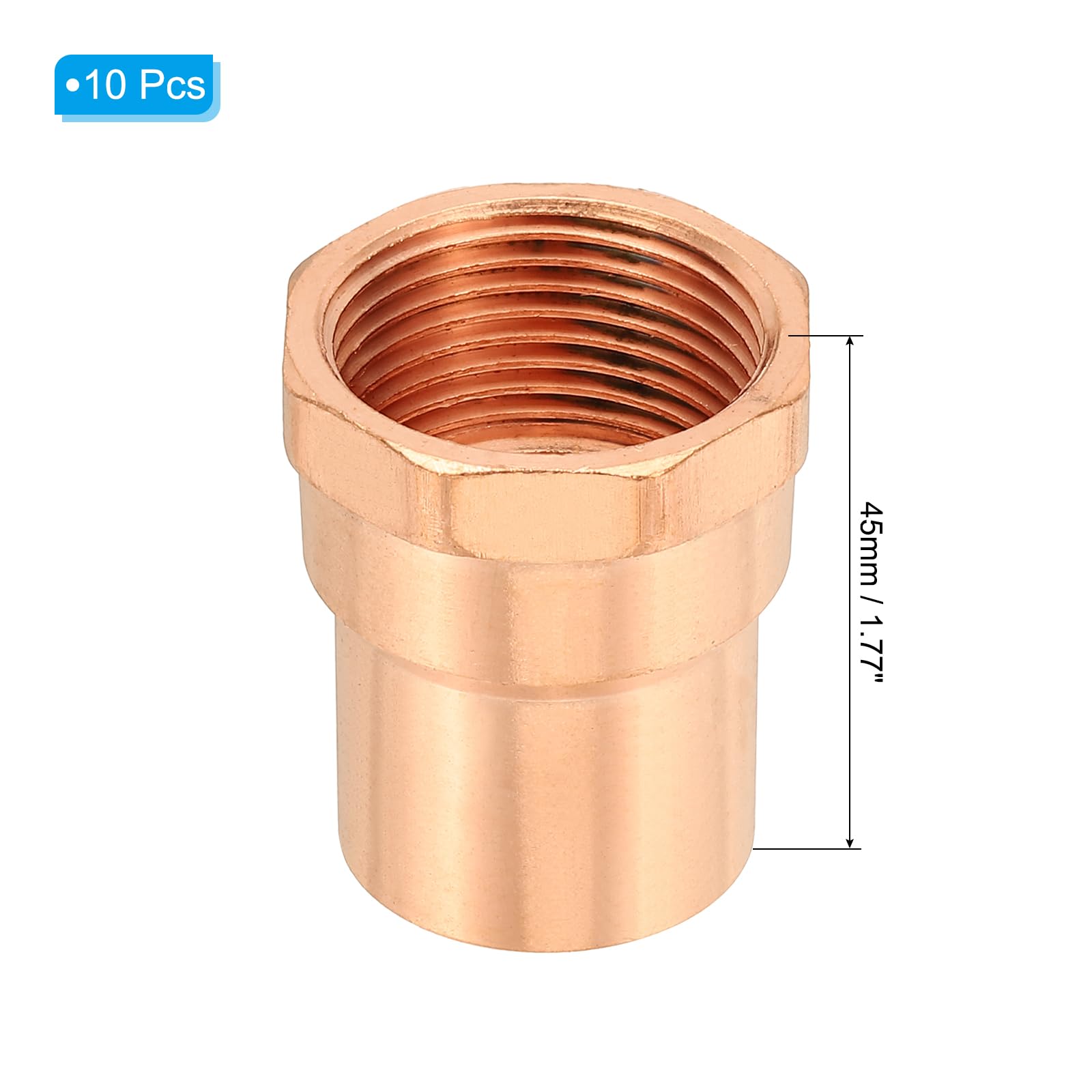 PATIKIL Adaptador Hembra De 1" Con Conexiones C X F 10 Piezas De Accesorios De Tubo De Cobre Con Soldadura X FNPT Conector Roscado Para Tuberías Para Uso Residencial Y Comercial