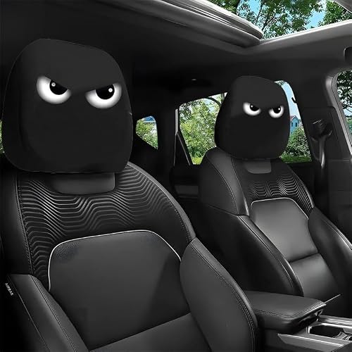 Funny Cartoon car headrest Cover, 2 Pieces Set of Cute Funny Eyes, Suitable for Halloween, Christmas car Universal Elastic Models Funny Decoration
