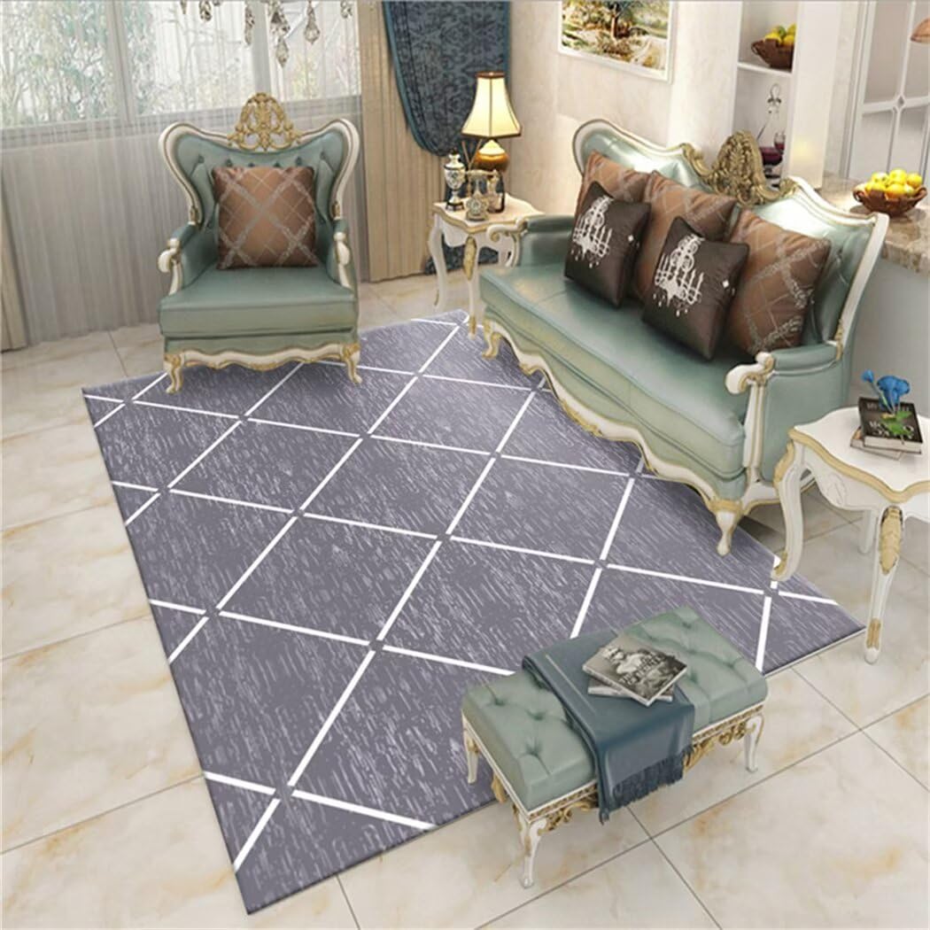 Tapis de salon antidérapant et résistant aux taches gris