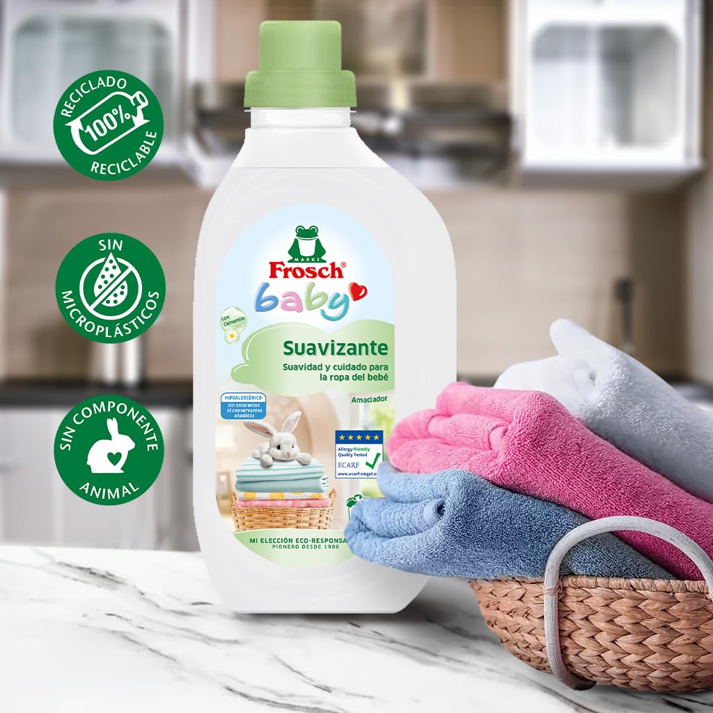 Frosch Baby - Suavizante Concentrado Liquido para Lavadora para Ropa de Bebé, Apto para Pieles Sensibles, Producto Ecológico y Hipoalergénico - Pack 8 x 900 ml