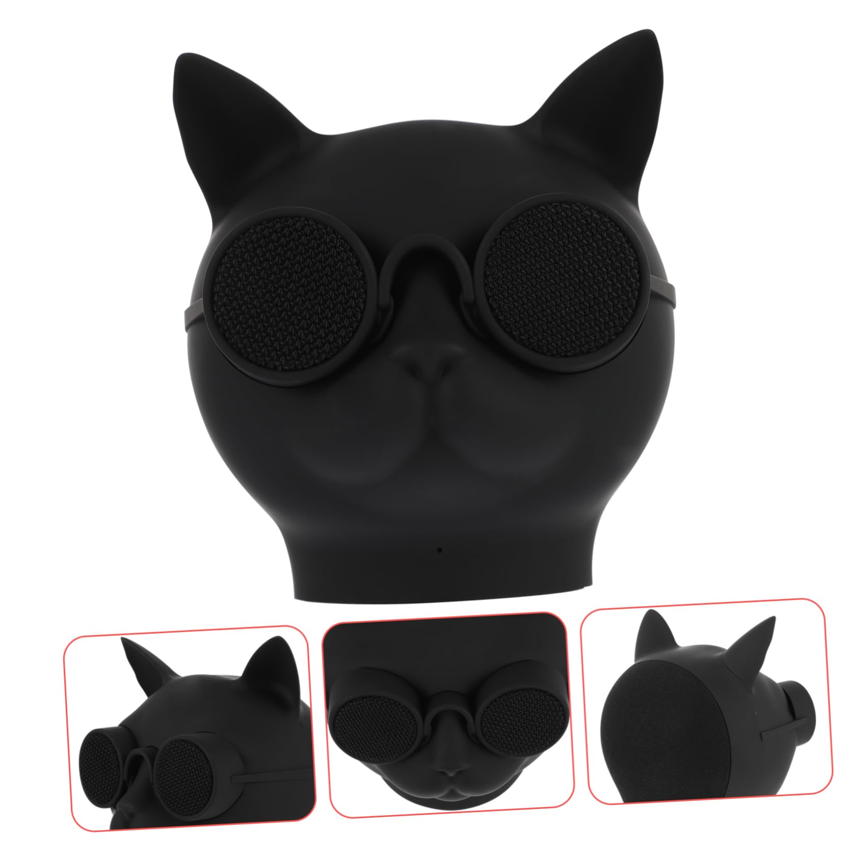 Uonlytech Haut-Parleur sans Fil de Tête de Chat Portable, Enceinte Rechargeable USB 1500mah en Plastique Noir, Performance Puissante pour Maison et Extérieur