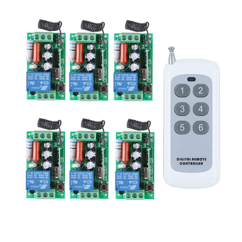 200 m mando a distancia interruptor AC 230 V 6 canales, relé interruptor radiocontrolado por radio, mando a distancia receptor para pasillos, luces LED, control por separado