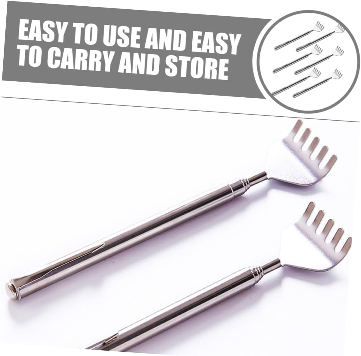 6Pcs Stainless Steel Retractable Back Scratcher Manual Back Massager for Men and Women Lightweight Portable Itch Relief Tool for Travel and Daily Use