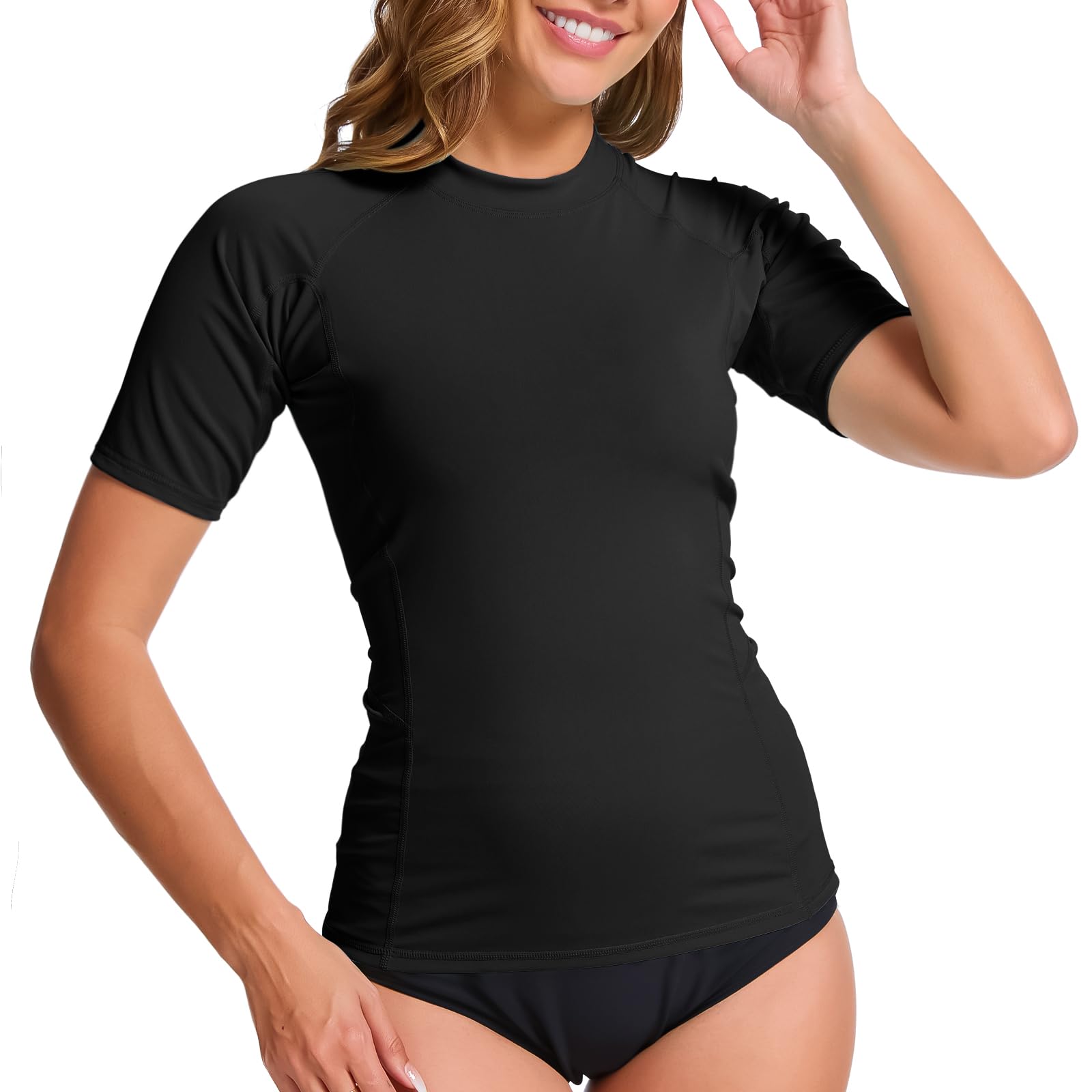 MEETWEE kurz & Langarm Damen Surf Rash Guard Sonnenschutz Badeanzug UV-Schutz Shirt UPF 50+ Kurzarm Badeoberteil Schnell trocknendes Schwimm-Sonnenschutzshirt für Wassersport