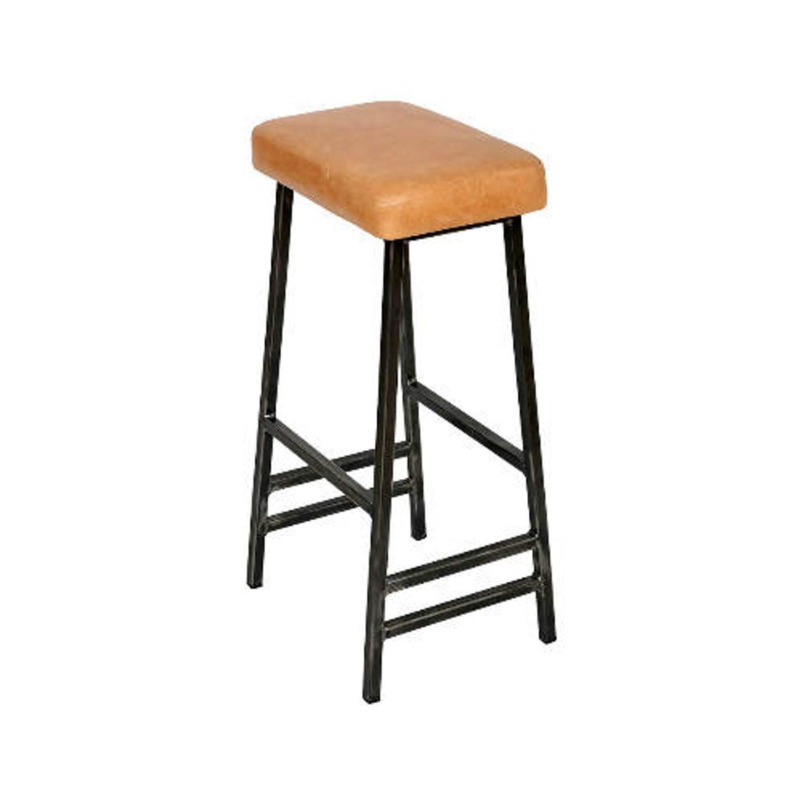INDIAN DECOR. 38184 Bar Stool/Breakfast Stool - Slim Frame Saddle Stool with Cushioned Seat Breakfast Chair Suitable for Bars, cafes, Kitchens Metal Counter Chair (Black Frame with Brown Cushion)