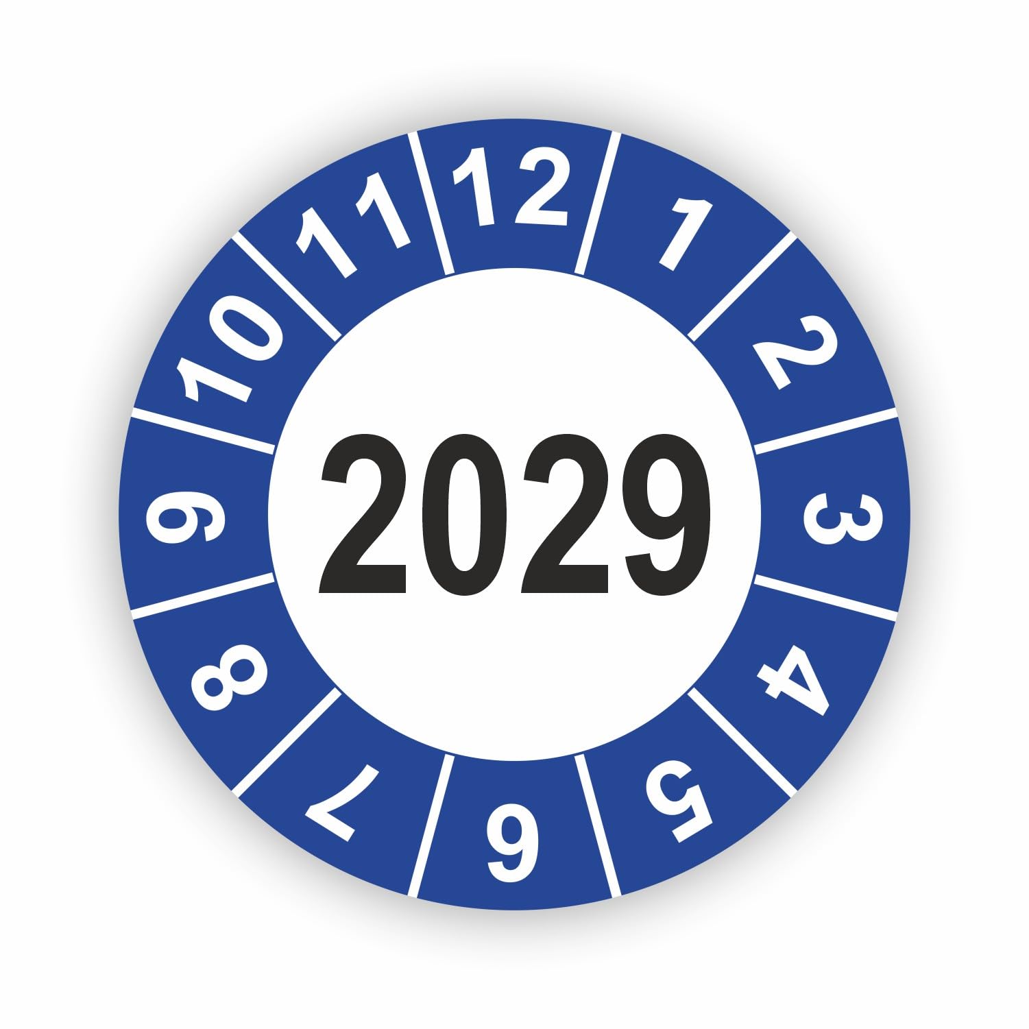 Hochwertige Prüfetiketten JAHRESPLAKETTE 2029 Ø 40mm - Selbstklebende PVC-Folie - Wartungsetiketten für Prüfung - Prüfplakette für Prüfungsnachweis (500 Stück)