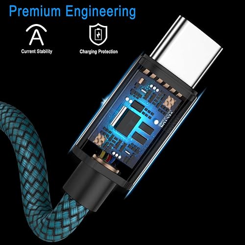 Miniatura 4 de Basesailor Paquete de 2 cables de carga USB tipo C de 10 pies, cable de carga de nailon para iPhone 16 15 Pro Max, Samsung Galaxy Z Fold 5, Note 20,
