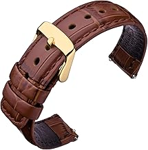 ANNEFIT Quick Release Leather Watch Strap 18mm 20mm 22mm 24mm, Alligator Grain Calfskin Replacement Band